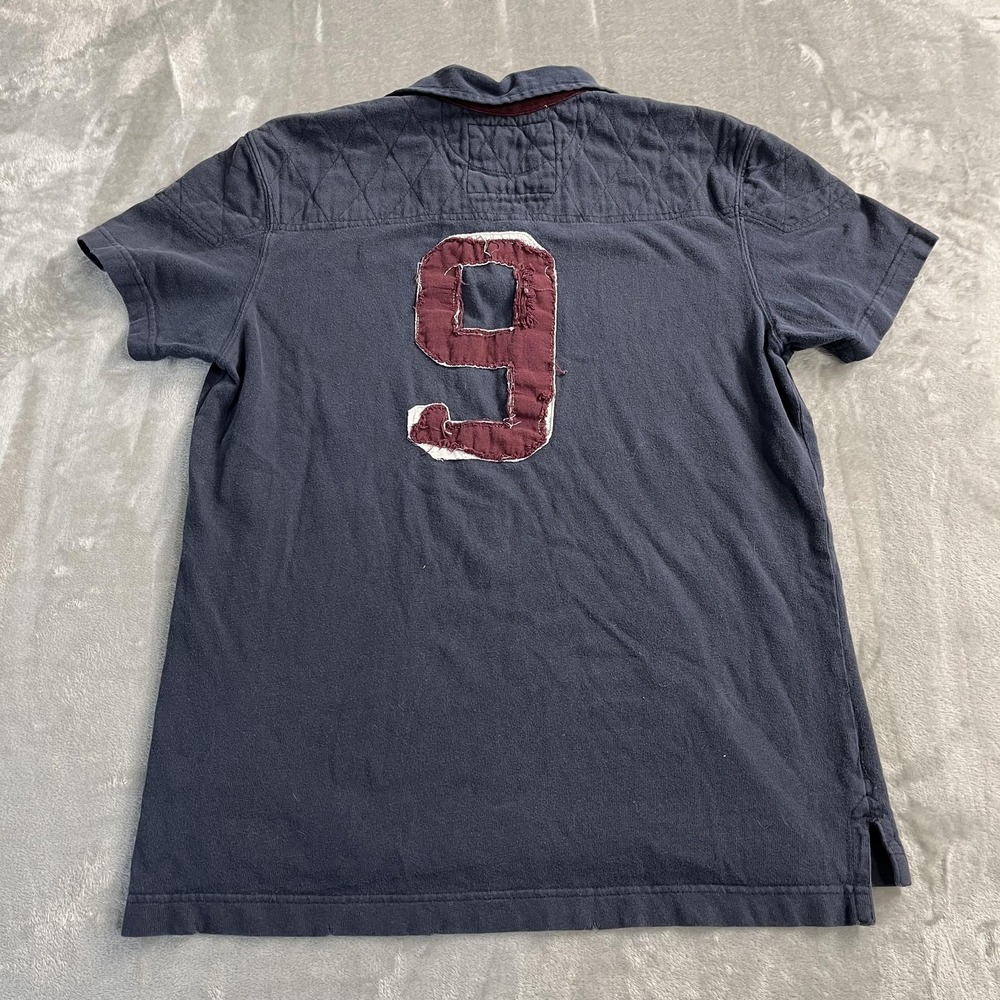 Aeropostale Polo Shirt Mens L Blue A87 9 Applique Graphic Skater Preppy Y2K 3D